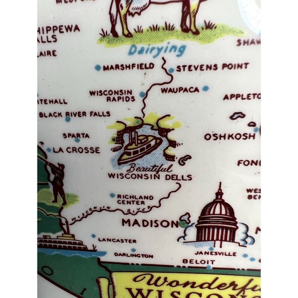 Taylor Smith Taylor Ashland Wisconsin State Plate  9" Diameter white, green   Ce - Picture 15 of 16